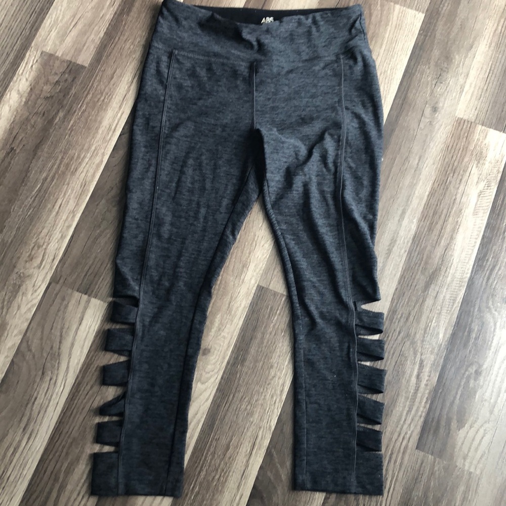 ABS gray stretchy workout Yoga pants small slits